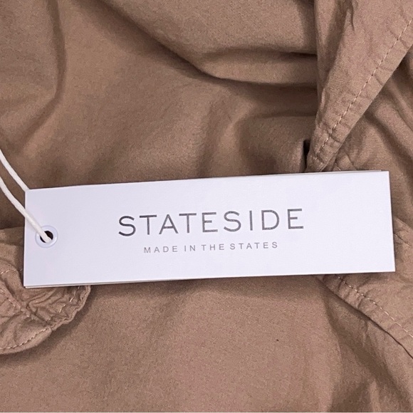 New XS Stateside Beige Tan Cotton Button Up Shirt Womens Neutral Lightweight - Picture 12 of 15